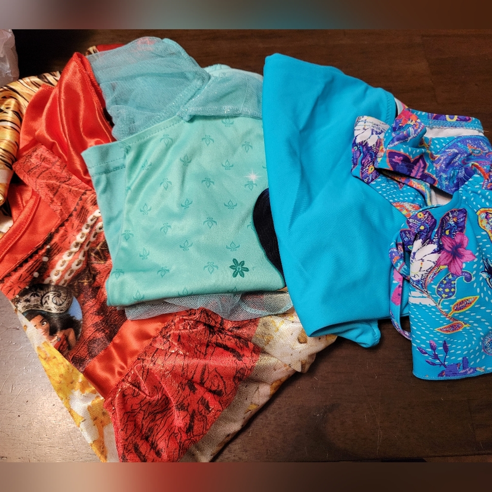 Bundle of 2 Princess Pjs and 2 Bathing Suits.